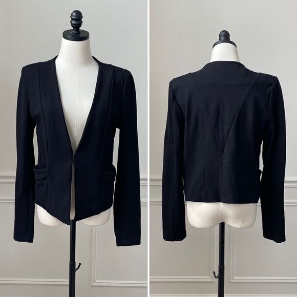 Stoosh Black Blazer Jacket Front Hook Pockets L - Picture 1 of 8